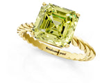 Yellow gold Fancy Yellow Asscher  Cut Solitaire Twisted Band with Four-Prong Setting_30