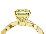 Yellow gold Fancy Yellow Asscher Cut Solitaire Twisted Pave Band with Four-Prong Setting_7