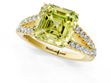 Yellow gold Fancy Yellow Asscher  Cut Split Shank Pave Diamond Engagement Ring with Four-Prong Setting_1