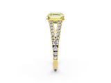 Yellow gold Fancy Yellow Asscher  Cut Split Shank Pave Diamond Engagement Ring with Four-Prong Setting_2