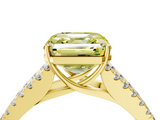 Yellow gold Fancy Yellow Asscher  Cut Split Shank Pave Diamond Engagement Ring with Four-Prong Setting_4