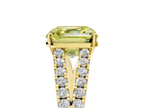 Yellow gold Fancy Yellow Asscher  Cut Split Shank Pave Diamond Engagement Ring with Four-Prong Setting_5