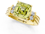 Yellow gold Fancy Yellow Asscher  Cut Three-Stone Channel Set Ring with Bar Prongs_1