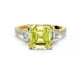 Yellow gold Fancy Yellow Asscher  Cut Three-Stone Diamond Pavé Band with Prong Setting_17