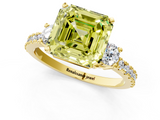 Yellow gold Fancy Yellow Asscher  Cut Three-Stone Diamond Pavé Band with Prong Setting_18