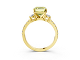 Yellow gold Fancy Yellow Asscher  Cut Three-Stone Diamond Pavé Band with Prong Setting_20