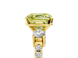Yellow gold Fancy Yellow Asscher  Cut Three-Stone Diamond Pavé Band with Prong Setting_22