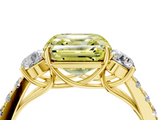 Yellow gold Fancy Yellow Asscher  Cut Three-Stone Diamond Pave Band with Prong Setting_54