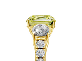 Yellow gold Fancy Yellow Asscher  Cut Three-Stone Diamond Pave Band with Prong Setting_55