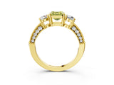 Yellow gold Fancy Yellow Asscher Cut Three-Stone Diamond Ring with Pavé Band and Four-Prong Setting_3