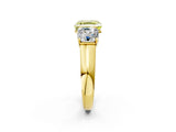 Yellow gold Fancy Yellow Asscher Cut Three-Stone Diamond Ring with Prong Setting on a Classic Band_14
