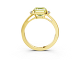 Yellow gold Fancy Yellow Asscher  Cut Three-Stone Solitaire Ring with Round Accent Diamonds and Four-Prong Setting_23