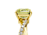 Yellow gold Fancy Yellow Asscher  Cut Twist Band Solitaire Diamond Ring with Pavé Setting_8