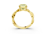 Yellow gold Fancy Yellow Asscher  Cut Twisted Pavé Band Solitaire Ring with Four-Prong Setting_3