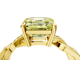 Yellow gold Fancy Yellow Asscher  Cut Twisted Pavé Band Solitaire Ring with Four-Prong Setting_4