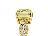 Yellow gold Fancy Yellow Asscher  Cut Twisted Pavé Band Solitaire Ring with Four-Prong Setting_5