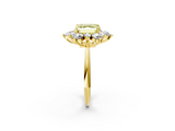 Yellow gold Fancy Yellow Asscher  Diamond Cluster Halo Ring with Solitaire Band and Four-Prong Setting_2
