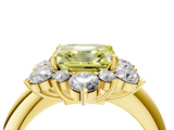Yellow gold Fancy Yellow Asscher  Diamond Cluster Halo Ring with Solitaire Band and Four-Prong Setting_4