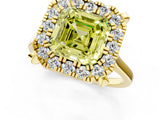 Yellow gold Fancy Yellow Asscher  Diamond Cluster Halo Solitaire with Four-Prong Setting_129