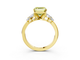 Yellow gold Fancy Yellow Asscher  Diamond Cluster Leaf Design Ring with Prong Setting_3