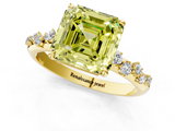 Yellow gold Fancy Yellow Asscher  Diamond Cluster Prong-Set Solitaire Ring_1