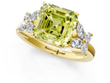 Yellow gold Fancy Yellow Asscher  Diamond Floral Cluster Ring with Solitaire Band and Prong Setting_1