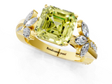 Yellow gold Fancy Yellow Asscher  Diamond Floral Vine Solitaire Engagement Ring_1