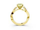 Yellow gold Fancy Yellow Asscher  Diamond Floral Vine Solitaire Engagement Ring_3