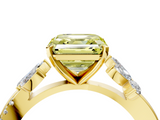 Yellow gold Fancy Yellow Asscher  Diamond Floral Vine Solitaire Engagement Ring_4