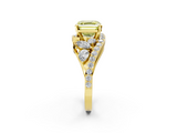Yellow gold Fancy Yellow Asscher  Diamond Halo Ring with Marquise and Pavé Band in Prong Setting_18