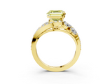 Yellow gold Fancy Yellow Asscher  Diamond Halo Ring with Marquise and Pavé Band in Prong Setting_19