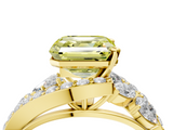 Yellow gold Fancy Yellow Asscher  Diamond Halo Ring with Marquise and Pavé Band in Prong Setting_20