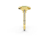 Yellow gold Fancy Yellow Asscher  Diamond Halo Ring with Milgrain Frame and Pavé Band_95