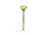 Yellow gold Fancy Yellow Asscher  Diamond Pavé Band Solitaire Ring with Four-Prong Setting_2