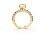Yellow gold Fancy Yellow Asscher  Diamond Pavé Band Solitaire Ring with Four-Prong Setting_3