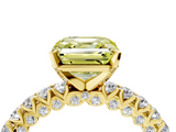 Yellow gold Fancy Yellow Asscher  Diamond Pavé Band Solitaire Ring with Four-Prong Setting_4