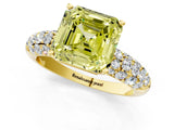 Yellow gold Fancy Yellow Asscher  Diamond Pavé Band Solitaire Ring with Four-Prong Setting_47