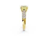Yellow gold Fancy Yellow Asscher  Diamond Pavé Band Solitaire Ring with Four-Prong Setting_48