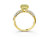 Yellow gold Fancy Yellow Asscher  Diamond Pavé Band Solitaire Ring with Four-Prong Setting_49