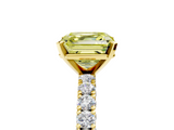 Yellow gold Fancy Yellow Asscher  Diamond Pavé Band Solitaire Ring with Four-Prong Setting_5