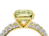 Yellow gold Fancy Yellow Asscher  Diamond Pavé Band Solitaire Ring with Four-Prong Setting_50