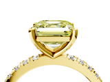 Yellow gold Fancy Yellow Asscher  Diamond Pavé Band Solitaire with Four-Prong Setting_4