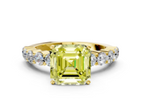 Yellow gold Fancy Yellow Asscher  Diamond Pavé Band Solitaire with Four-Prong Setting_68