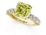 Yellow gold Fancy Yellow Asscher  Diamond Pavé Band Solitaire with Four-Prong Setting_69