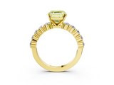 Yellow gold Fancy Yellow Asscher  Diamond Pavé Band Solitaire with Four-Prong Setting_71
