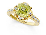Yellow gold Fancy Yellow Asscher  Diamond Pave Band with Floral Prong Setting_28