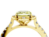 Yellow gold Fancy Yellow Asscher  Diamond Pave Band with Floral Prong Setting_31