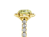 Yellow gold Fancy Yellow Asscher  Diamond Pave Band with Floral Prong Setting_32
