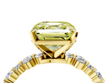Yellow gold Fancy Yellow Asscher  Diamond Prong Set Engagement Ring with Pave Band_21