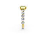 Yellow gold Fancy Yellow Asscher  Diamond Prong Setting with Side Stones on a Pave Band_2